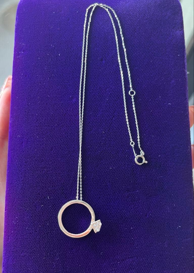 れ*ょ様 プラチナpt850 リング型ダイヤモンドネックレス 3g