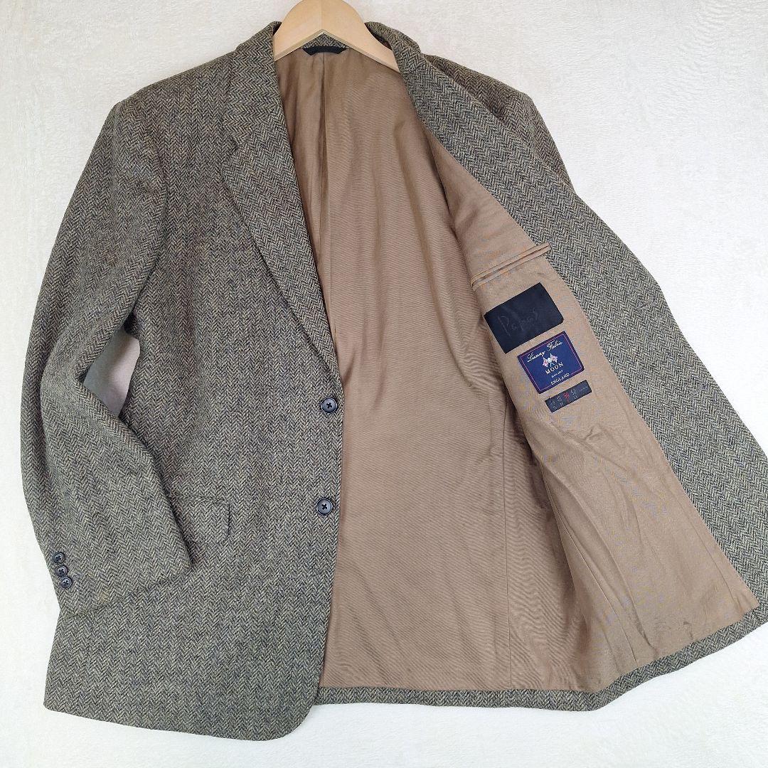 Papas　英国生地MOON社　テーラードジャケット　ツイード　ヘリンボーン　L