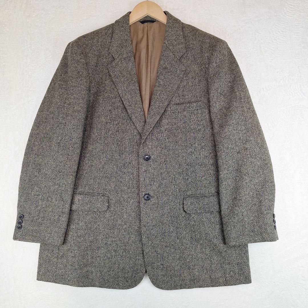 Papas　英国生地MOON社　テーラードジャケット　ツイード　ヘリンボーン　L