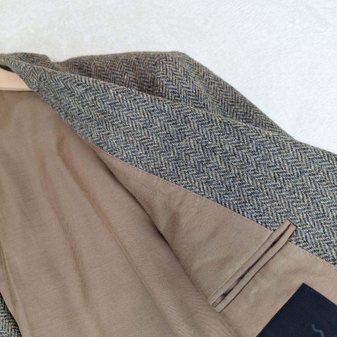 Papas　英国生地MOON社　テーラードジャケット　ツイード　ヘリンボーン　L