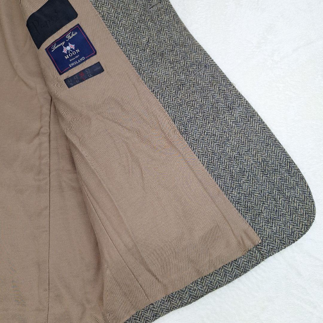 Papas　英国生地MOON社　テーラードジャケット　ツイード　ヘリンボーン　L