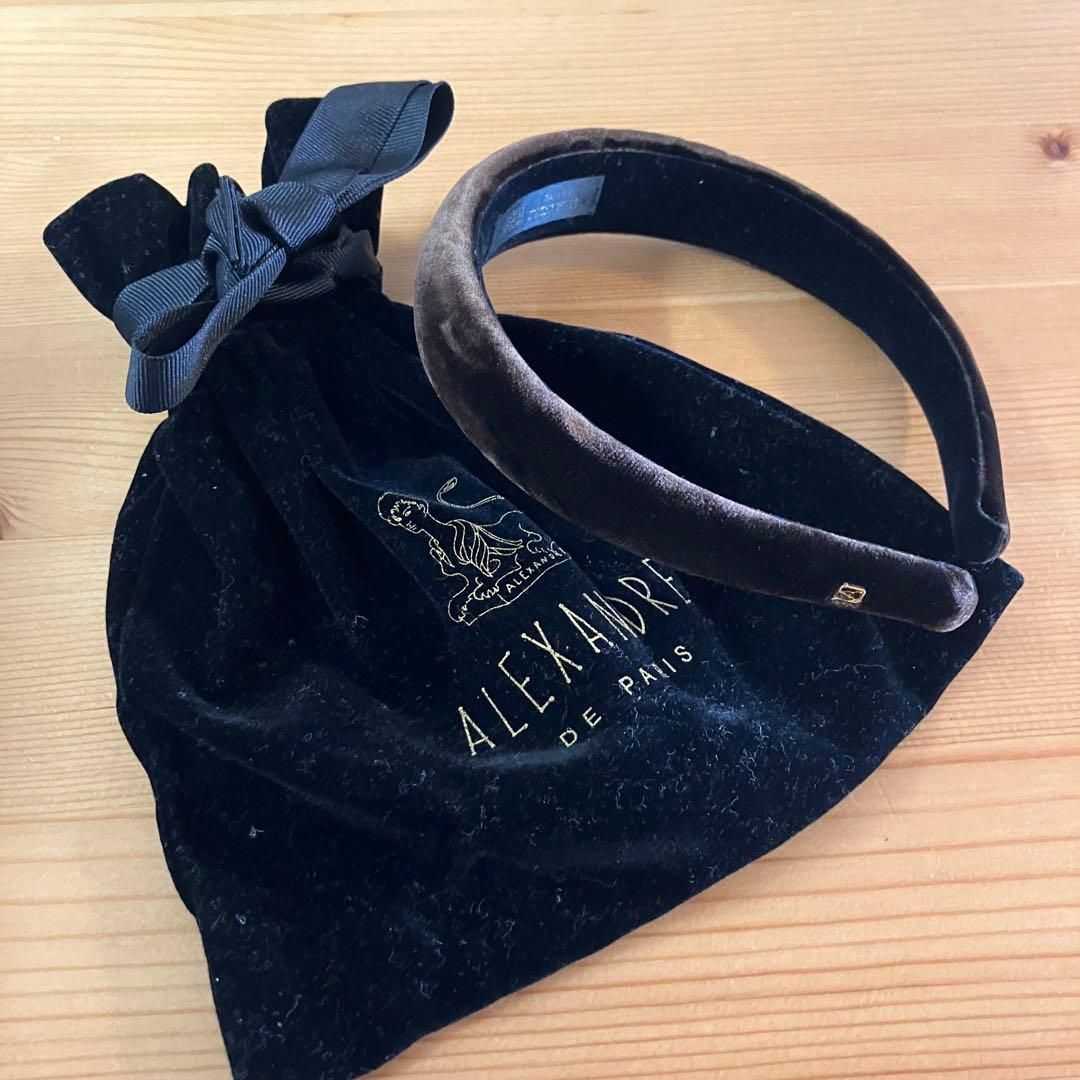 ALEXANDRE DE PARIS ベルベット カチューシャ（ブラウン)