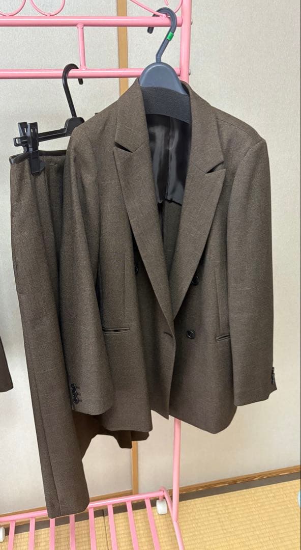 ブラウン ダブルボタンスーツ セット