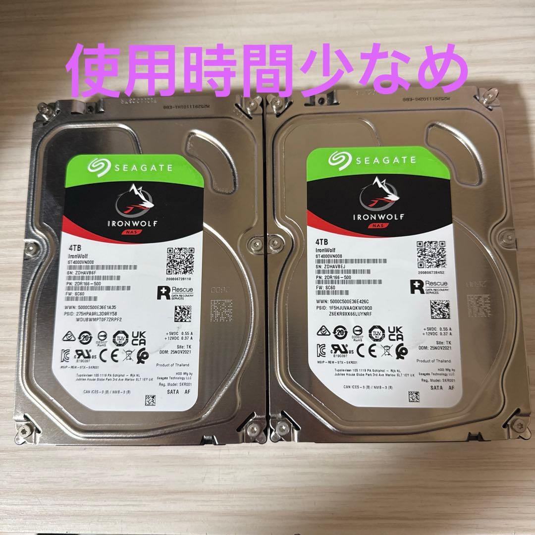 二枚　Seagate IronWolf 4TB HDD ST4000VN008
