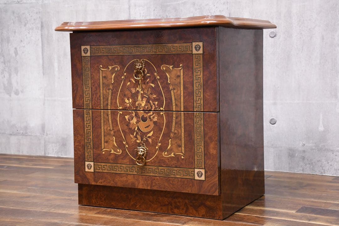 ECK35 イタリア製 2段サイドチェスト ベッドサイドテーブル ナイトテーブル