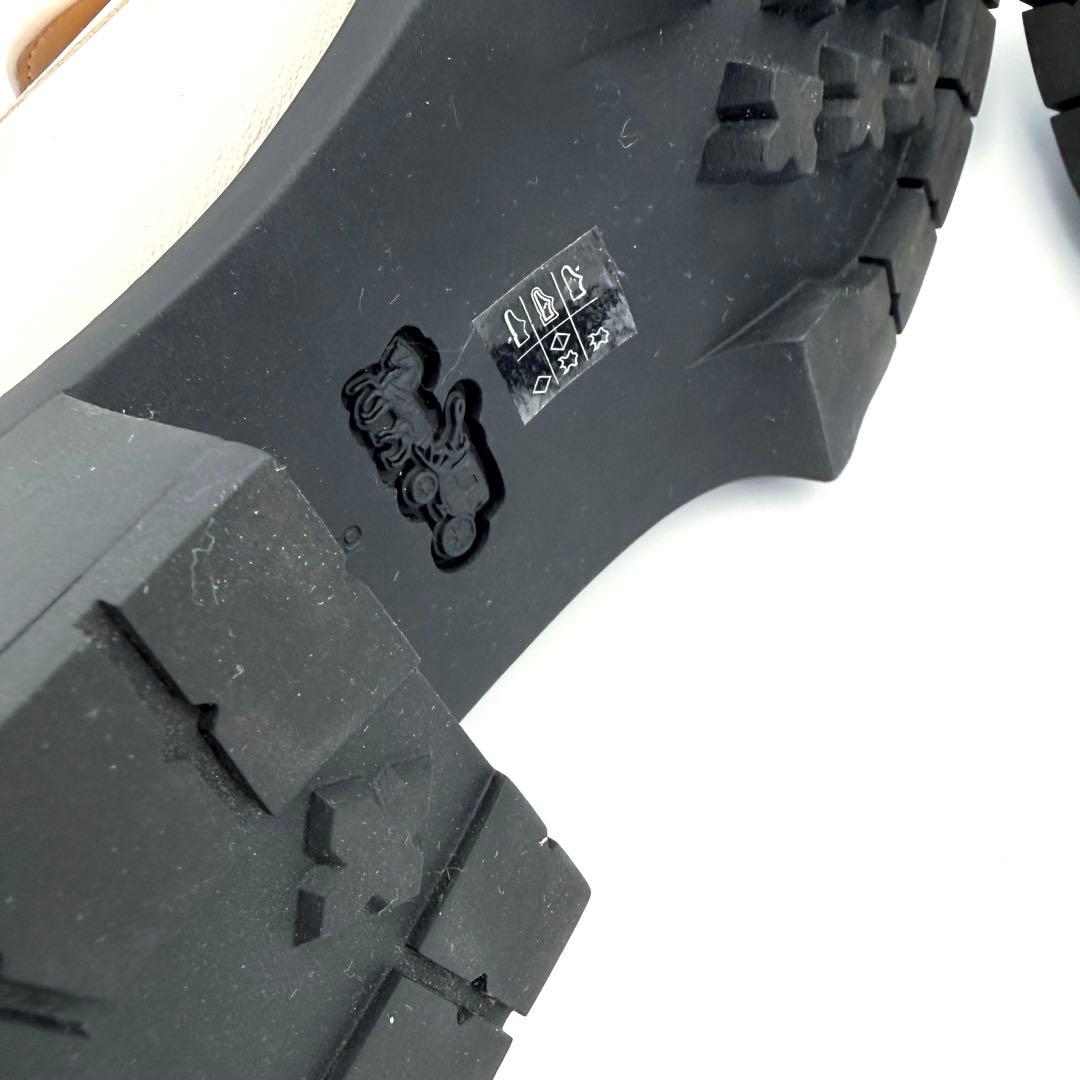 【極上品】COACH 厚底ローファー ホワイト レザー かわいい カジュアル系