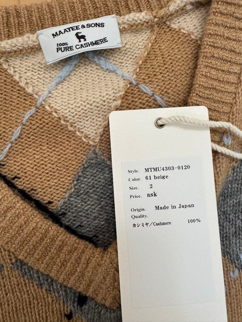 MAATEE&SONS MusterWerk 別注 カシミヤアーガイルVセーター