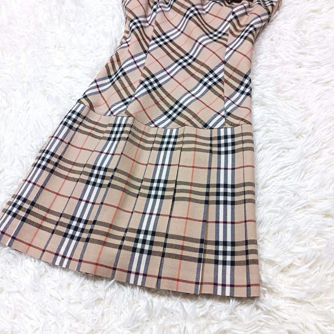 お洒落✨　バーバリーブルーレーベル　ミニワンピース　プリーツ　チェック　本革　M