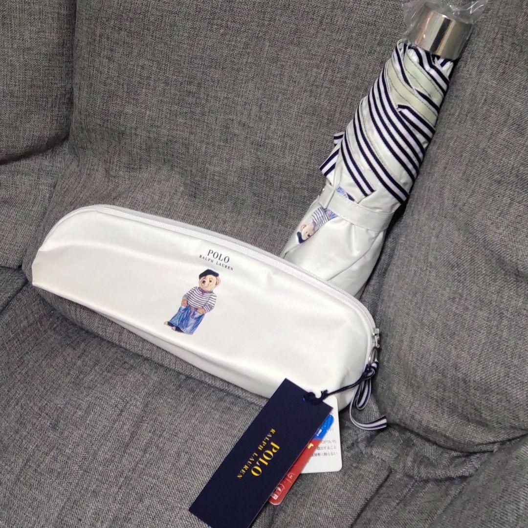 新品未使用タグ付き ポロラルフローレン 晴雨兼用 オフホワイト 折りたたみ傘