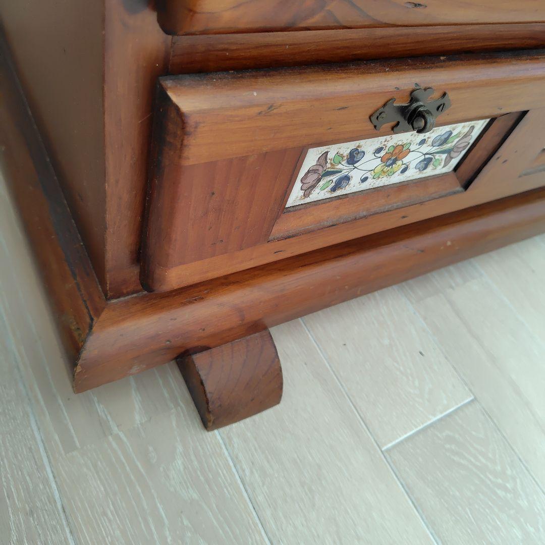 ACTUS木製スペインタイルチェスト 5引き出し ブラウン