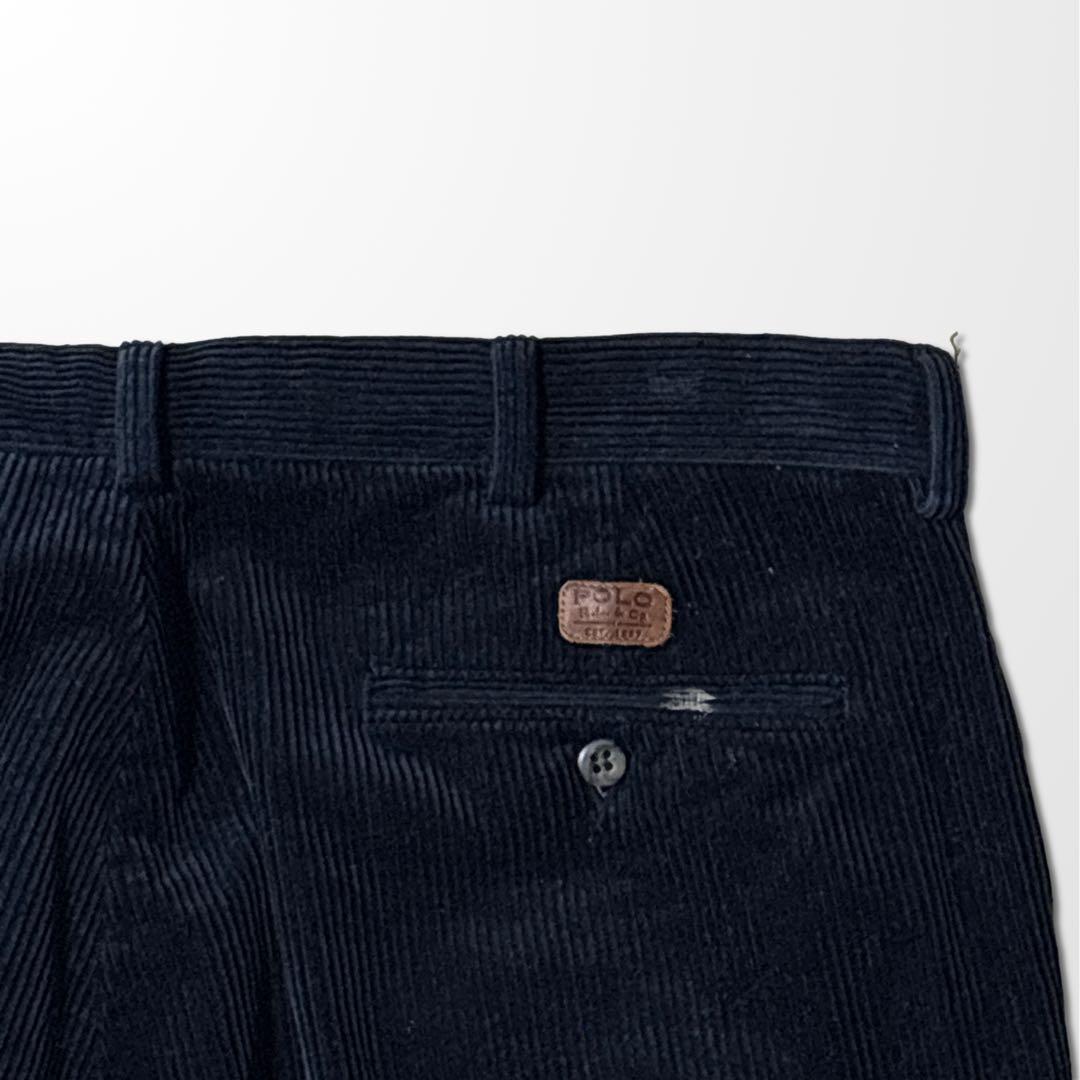 ラルフローレン ANDREW 黒 コーデュロイ パンツ 38 ツータック　古着