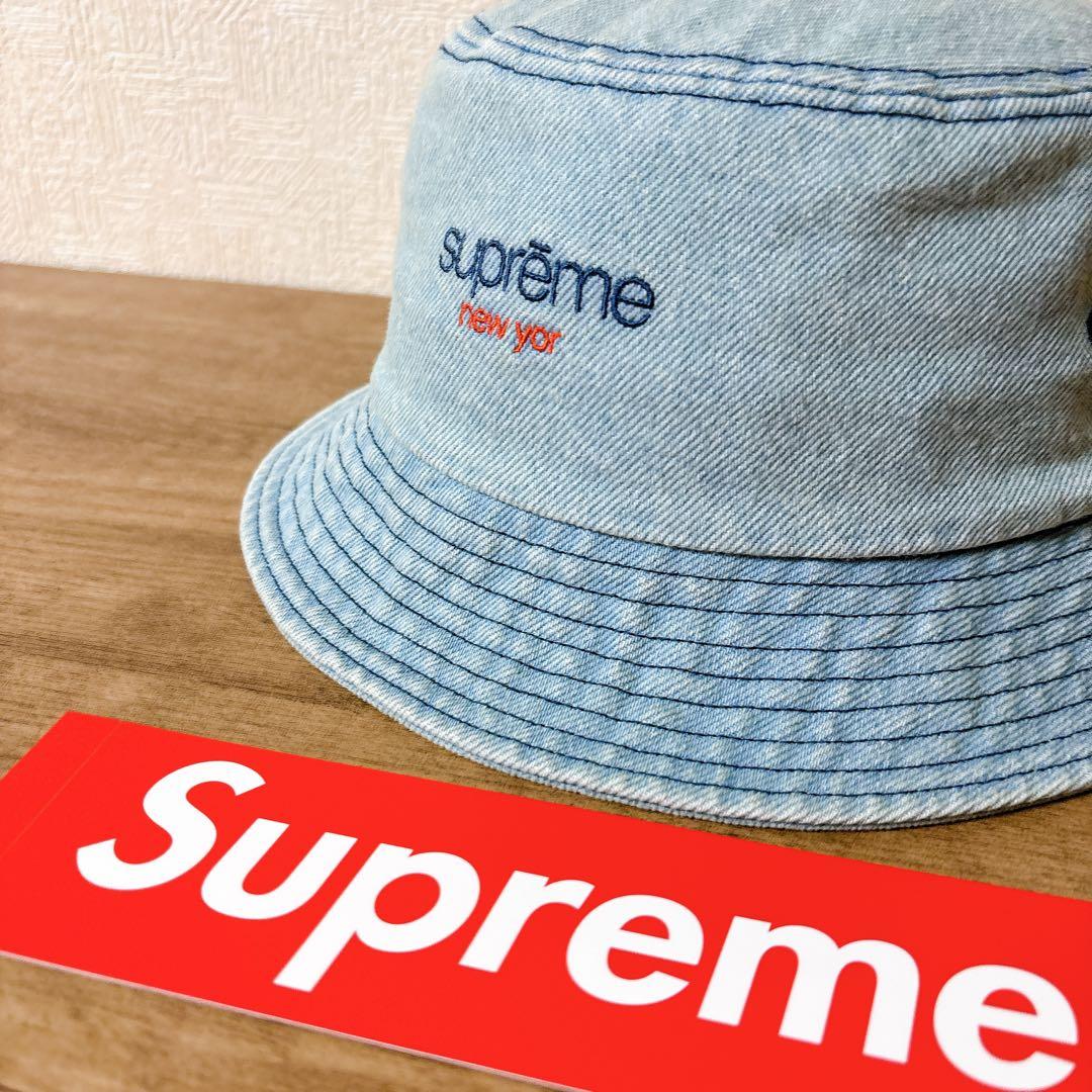 正規品　Supreme バケットハット　帽子　ハット　デニム　水色　エラー品
