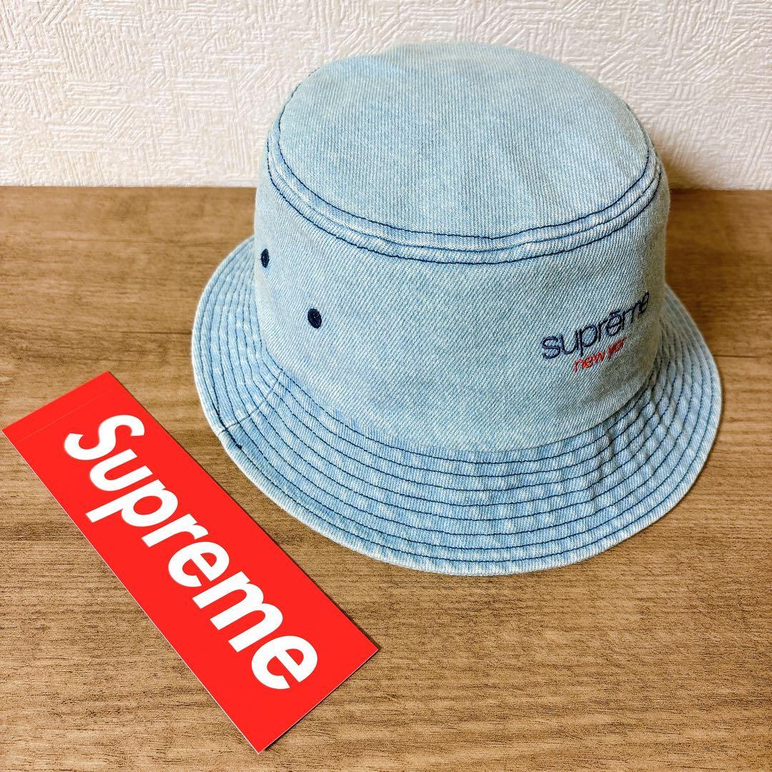 正規品　Supreme バケットハット　帽子　ハット　デニム　水色　エラー品