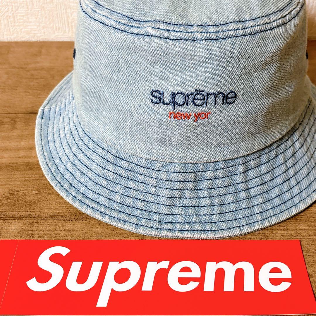 正規品　Supreme バケットハット　帽子　ハット　デニム　水色　エラー品