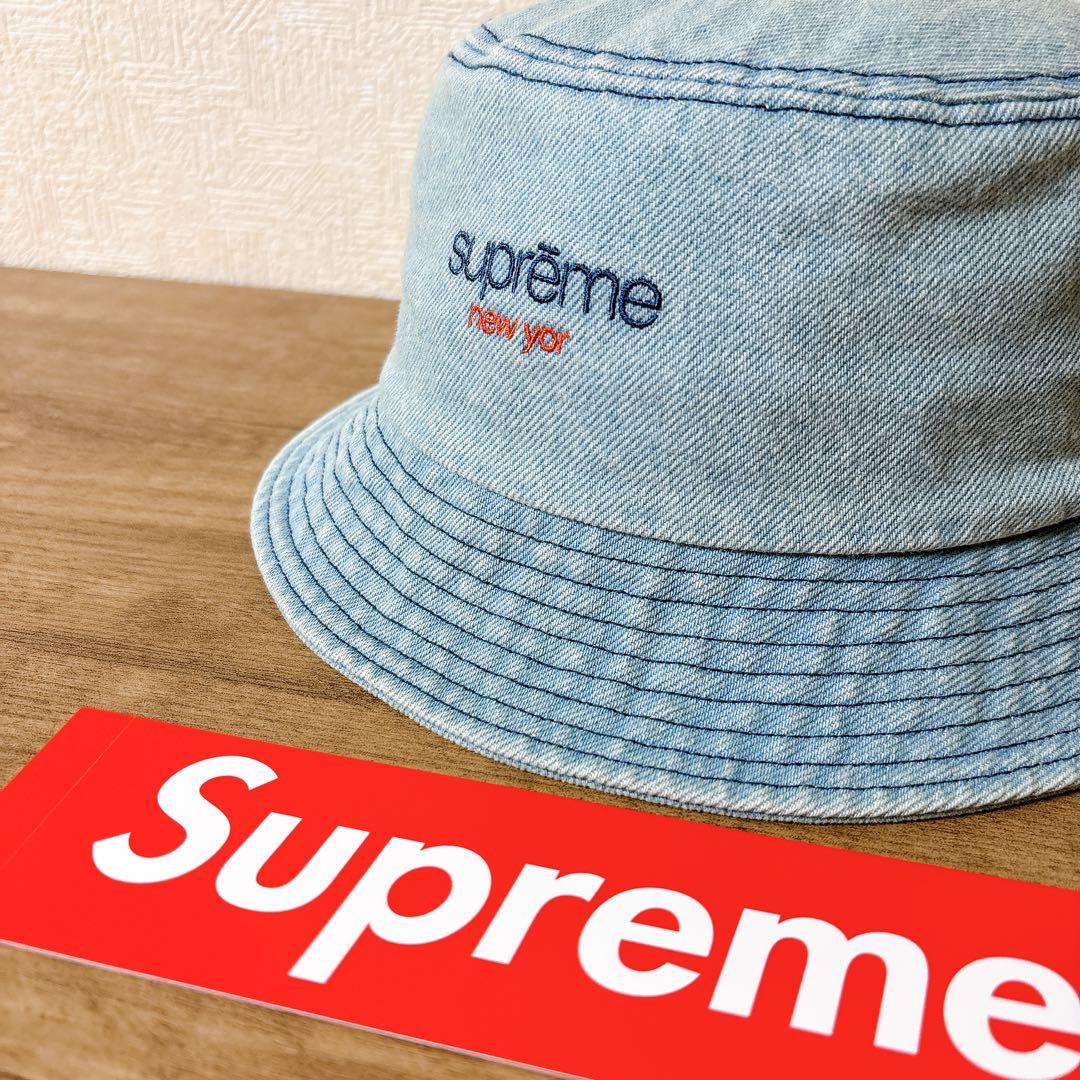 正規品　Supreme バケットハット　帽子　ハット　デニム　水色　エラー品