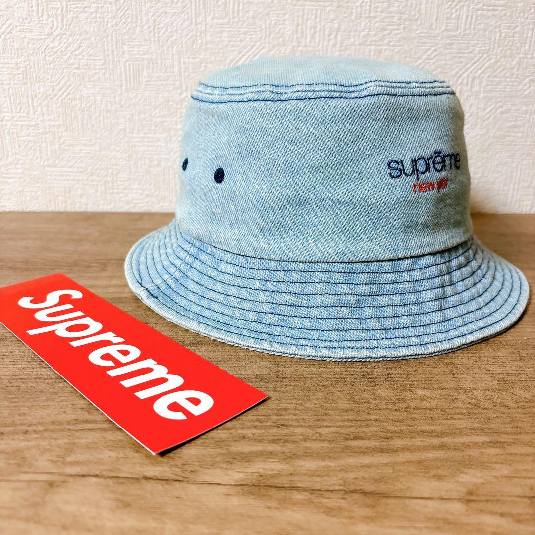 正規品　Supreme バケットハット　帽子　ハット　デニム　水色　エラー品