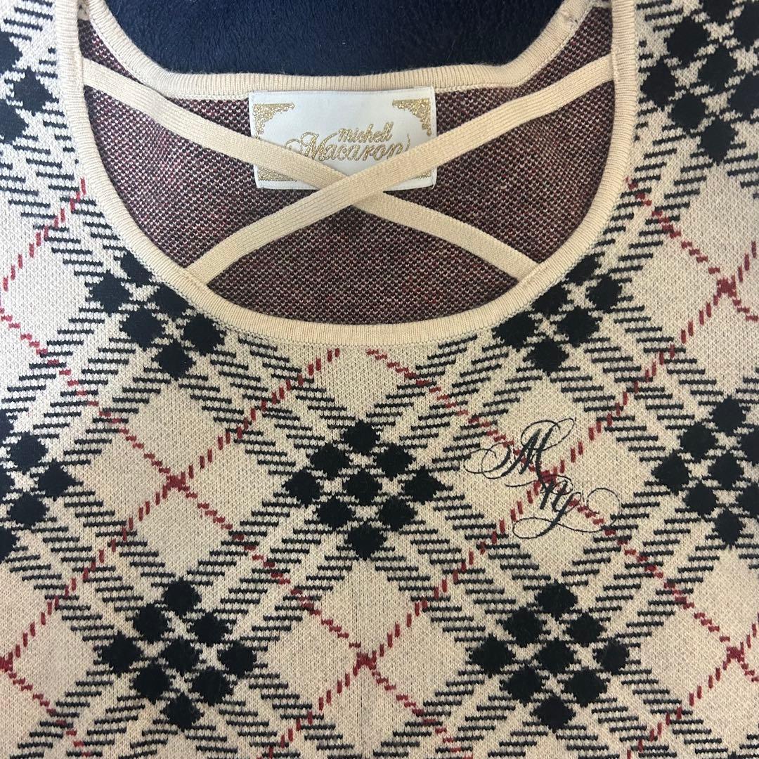 ミシェルマカロン ファースリーブチェックワンピース