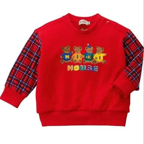 ミキハウス 赤いトレーナー クマ刺繍　100