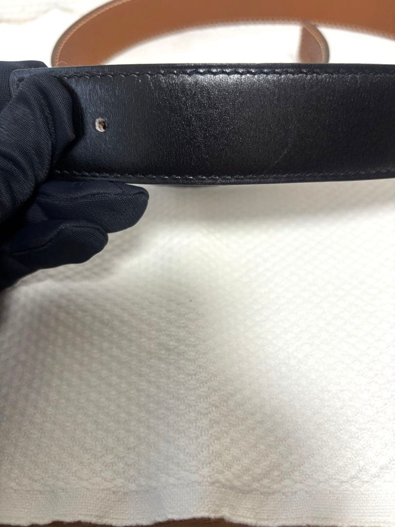 【新品・未使用】HERMES レザー ベルト ブラック ブラウン 75 交換用