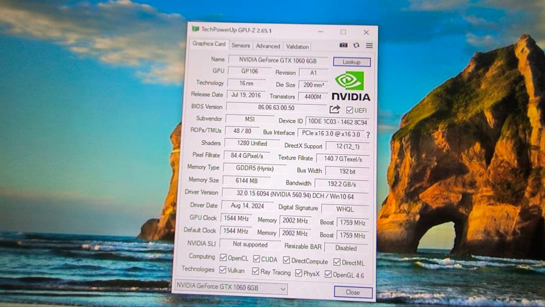 MSI GTX 1060 6G 動作確認済み ①