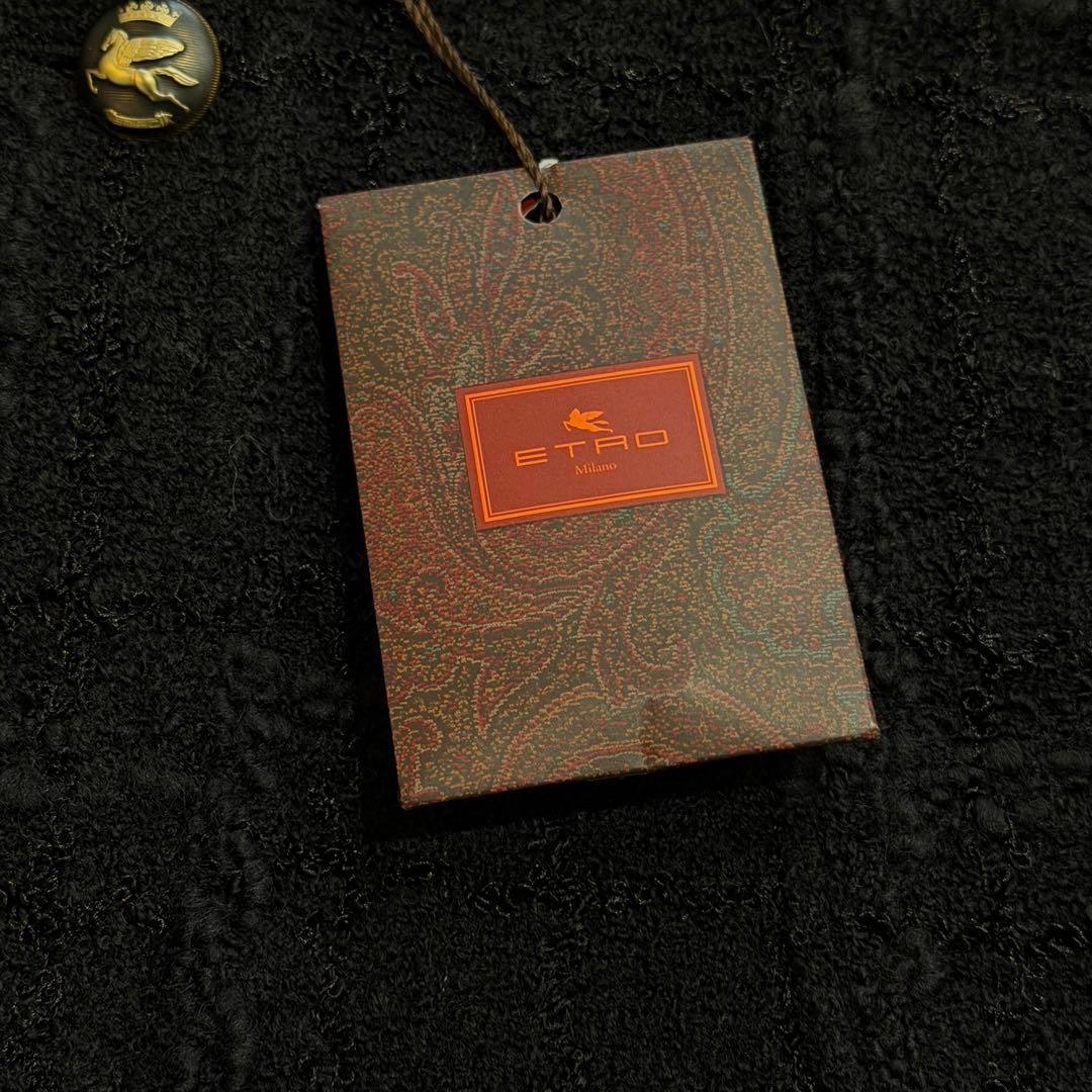エトロ　ツイードテーラードジャケット　裏地ペイズリー　ロゴボタン　3L　タグ付き