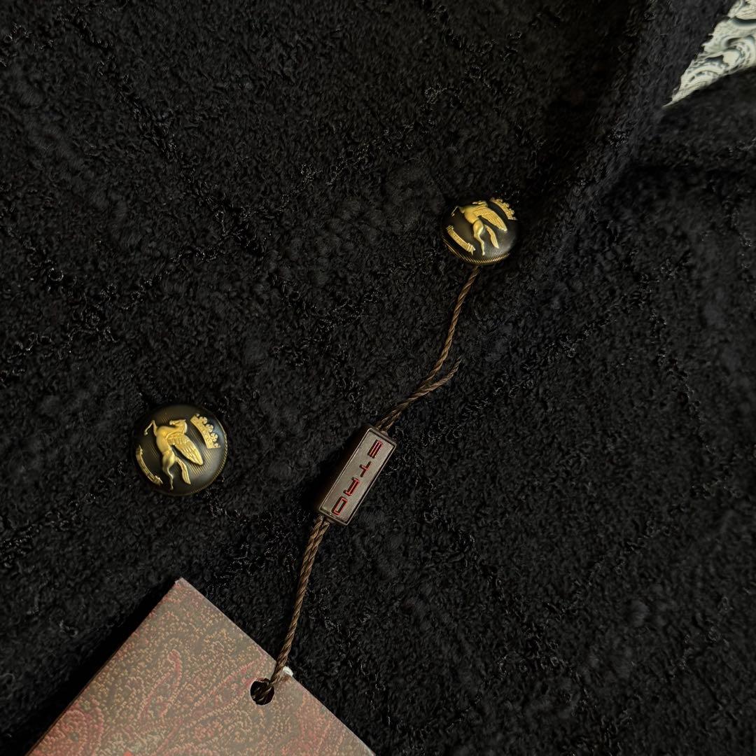 エトロ　ツイードテーラードジャケット　裏地ペイズリー　ロゴボタン　3L　タグ付き