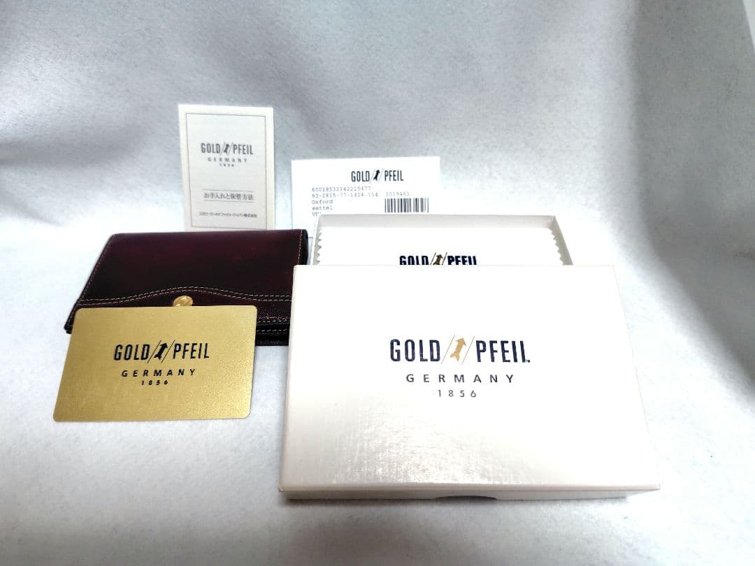 【新品未使用】GOLD PFEIL バーガンディ(赤ワイン色) レザー 名刺入れ