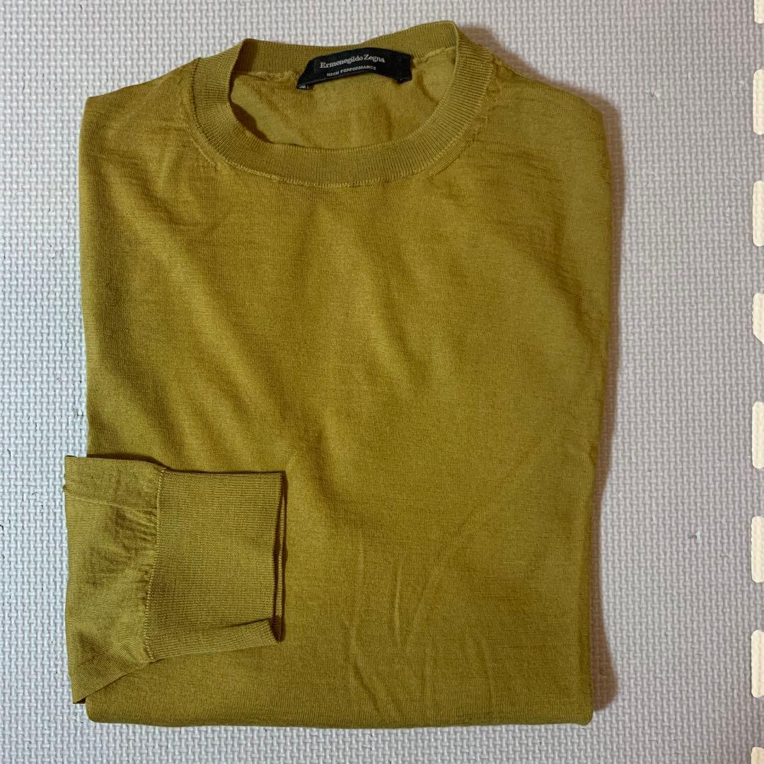 エルメネジルドゼニア　46サイズ　イエロー　クルーネック　ニット