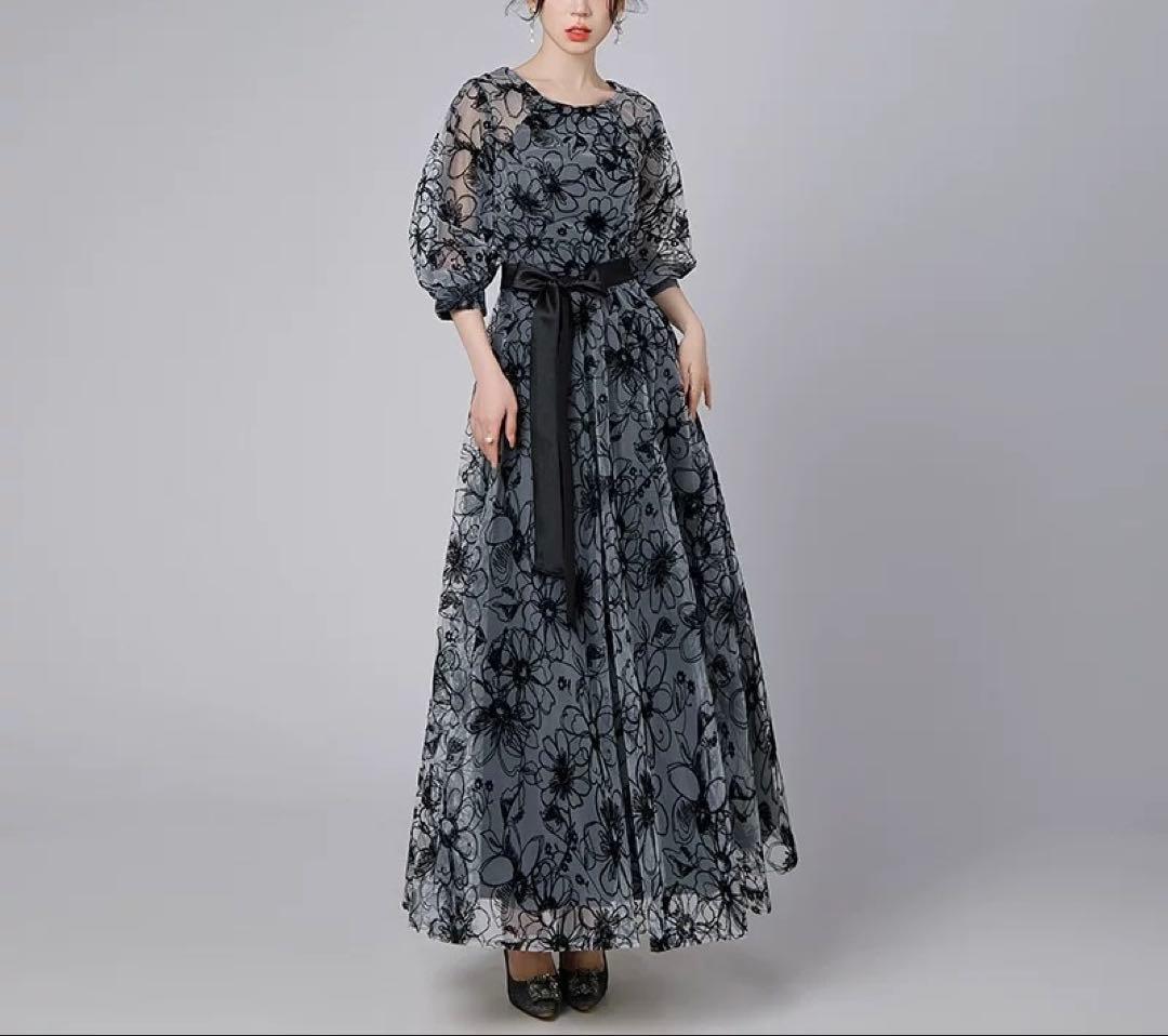 パーティードレス オケージョン ロング ワンピース 花柄 結婚式 お呼ばれ 3L