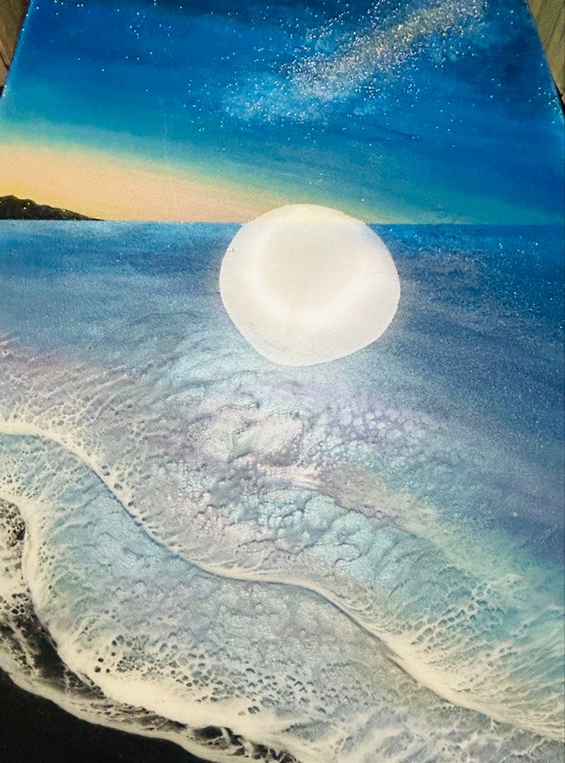 2025蓄光入りオーシャンレジンアート(A3パネル)No.11