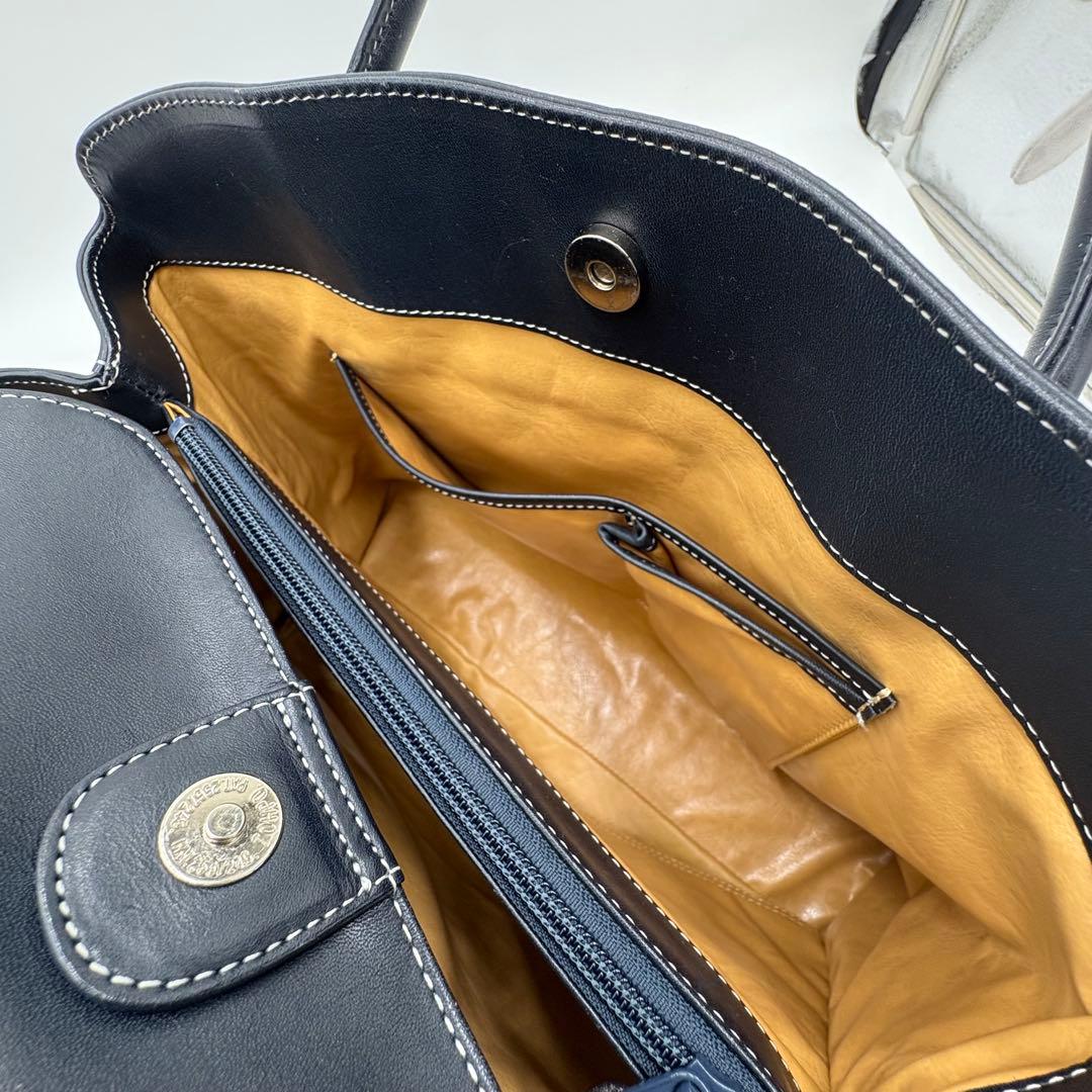 【美品】キタムラ ビジネスバッグ トートバッグ A4収納可 ネイビー 保存袋付