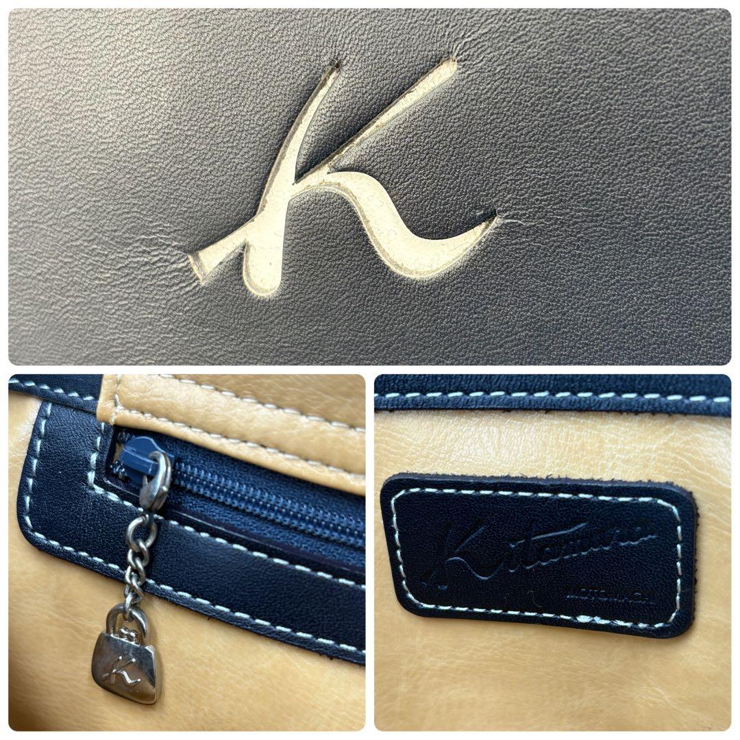 【美品】キタムラ ビジネスバッグ トートバッグ A4収納可 ネイビー 保存袋付