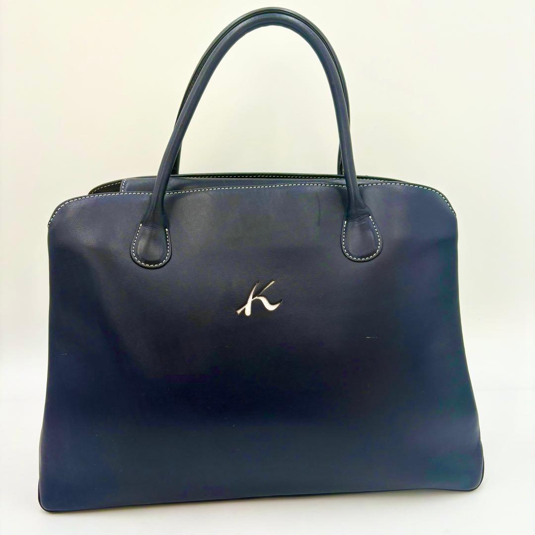 【美品】キタムラ ビジネスバッグ トートバッグ A4収納可 ネイビー 保存袋付