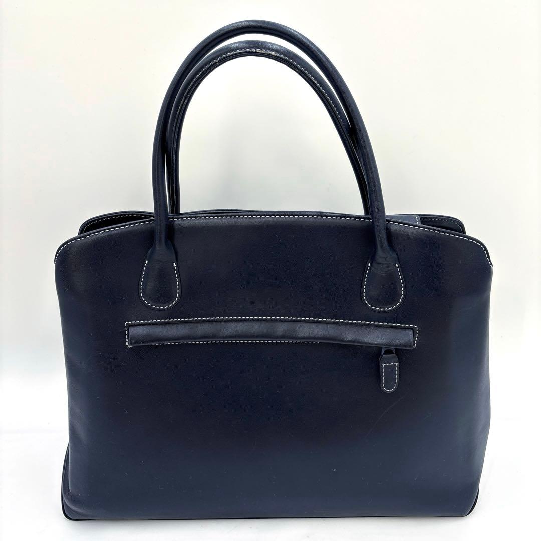 【美品】キタムラ ビジネスバッグ トートバッグ A4収納可 ネイビー 保存袋付
