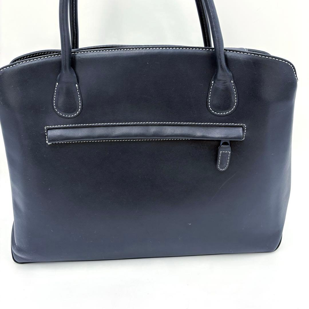 【美品】キタムラ ビジネスバッグ トートバッグ A4収納可 ネイビー 保存袋付