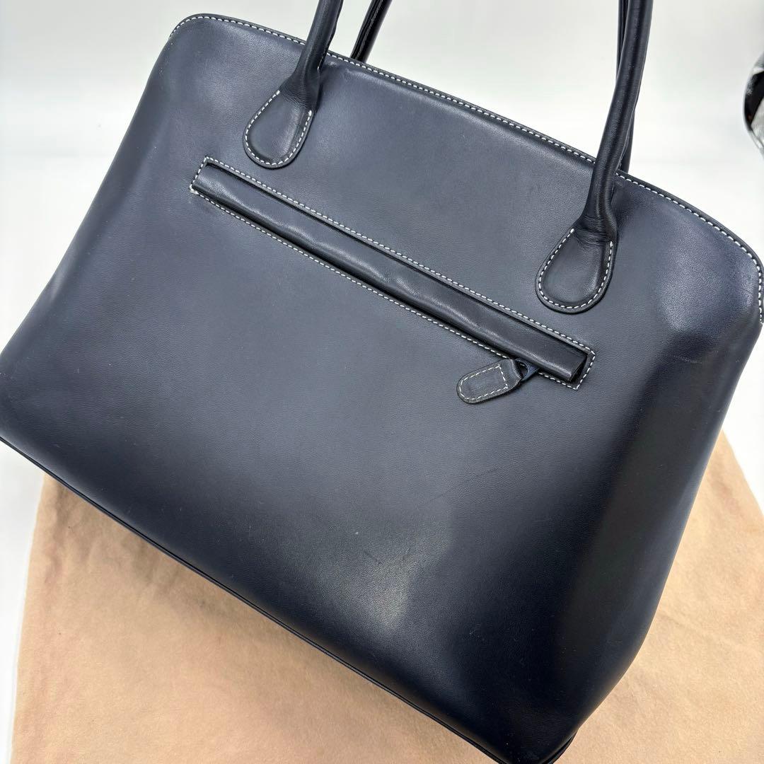 【美品】キタムラ ビジネスバッグ トートバッグ A4収納可 ネイビー 保存袋付