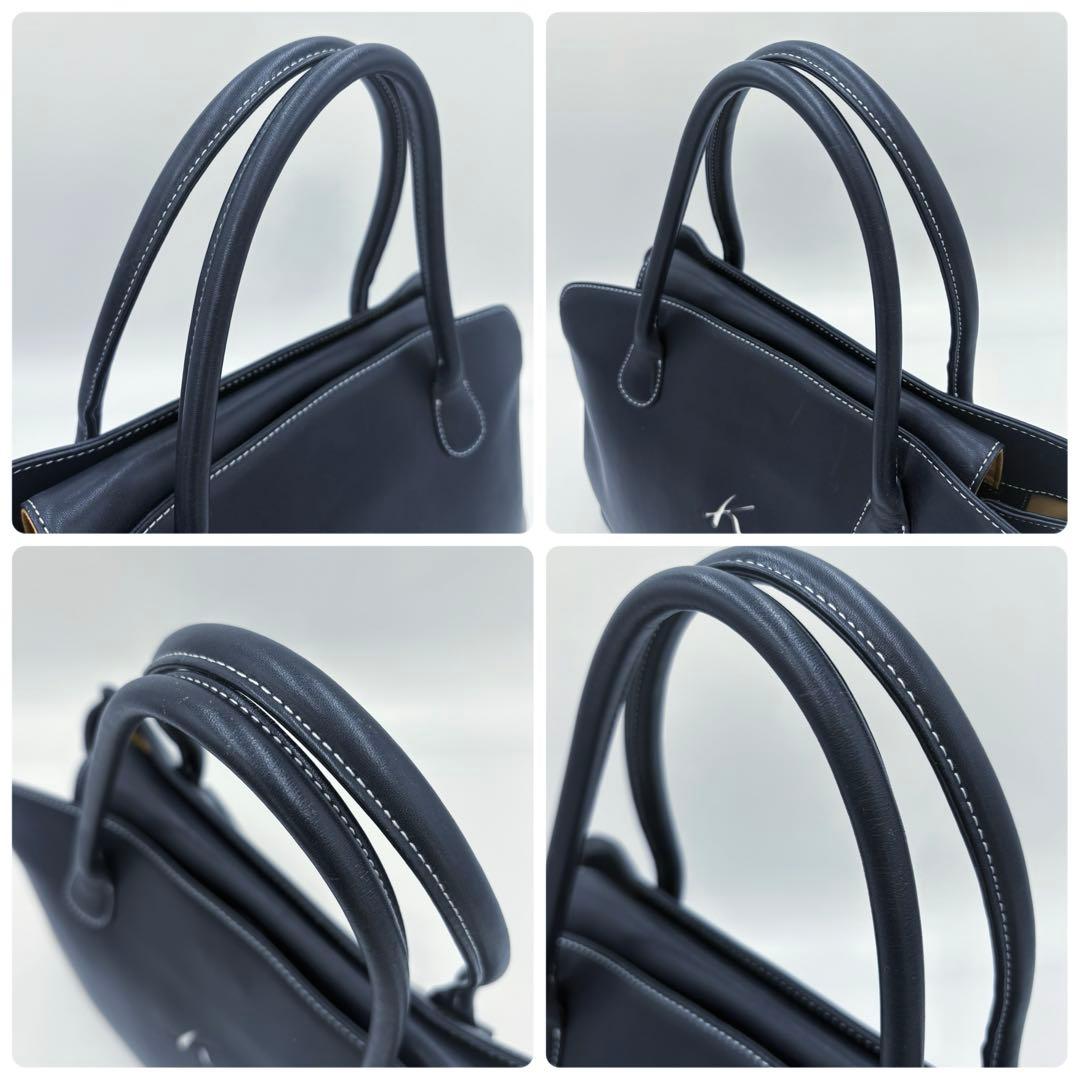【美品】キタムラ ビジネスバッグ トートバッグ A4収納可 ネイビー 保存袋付