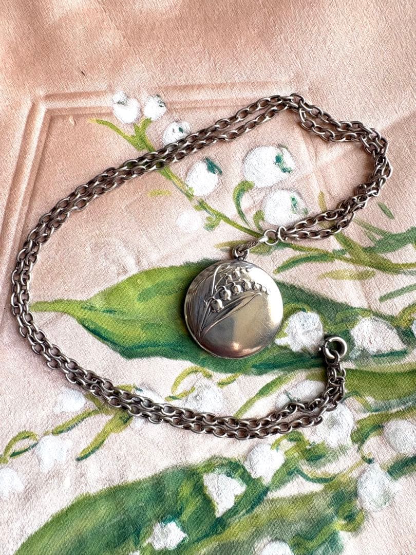 ♡フランスアンティーク　鈴蘭　ミュゲ　シルバー　銀　ロケットペンダント　19世紀