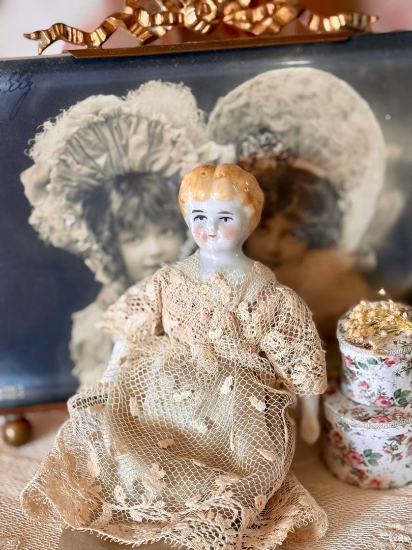 アンティーク　＊チャイナヘッドドール12cm ＊　ミニョネット
