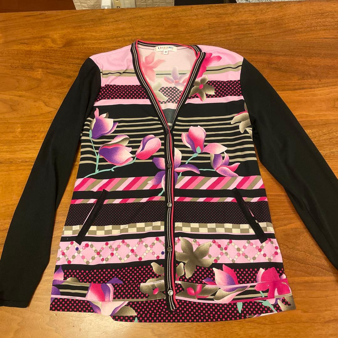 LEONARD 半袖チュニック 40 カーディガンとのアンサンブル