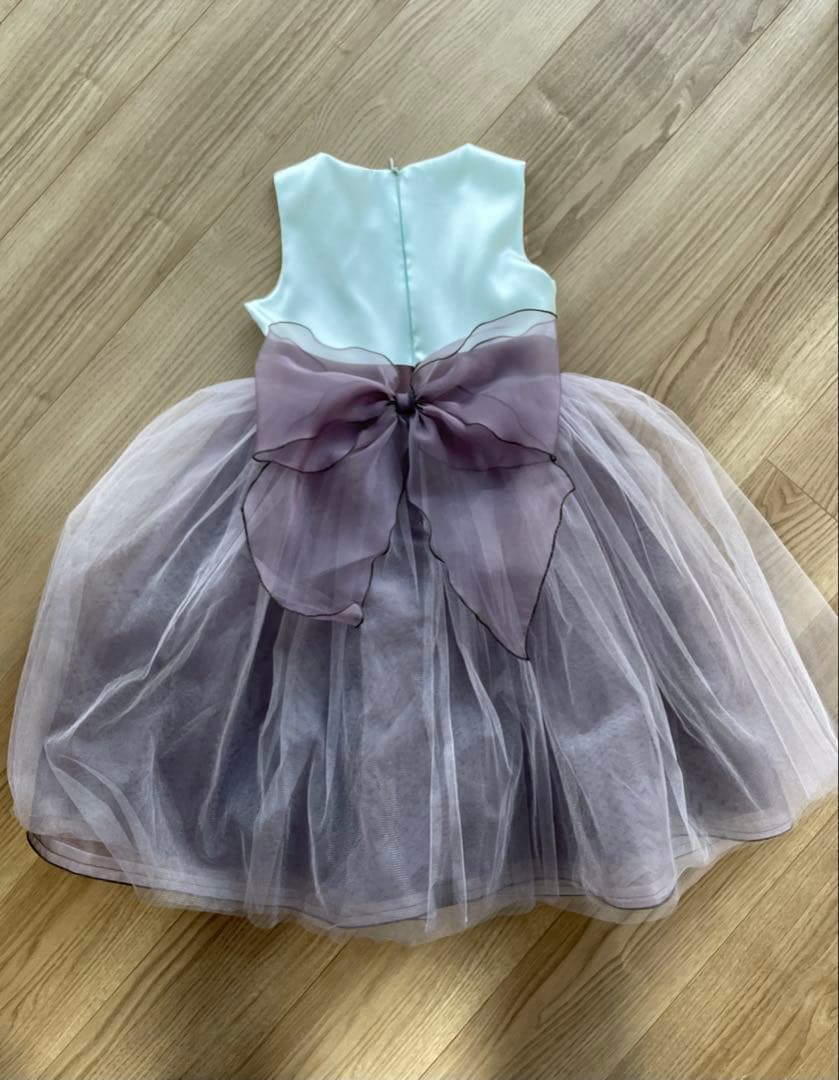 DRESCCO ミント×チャコールグレーフラワーコサージュドレス 125