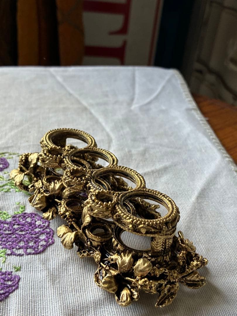 フランス　アンティーク　オルモル　リップスティック　ブラシ　ホルダー　真鍮　レア