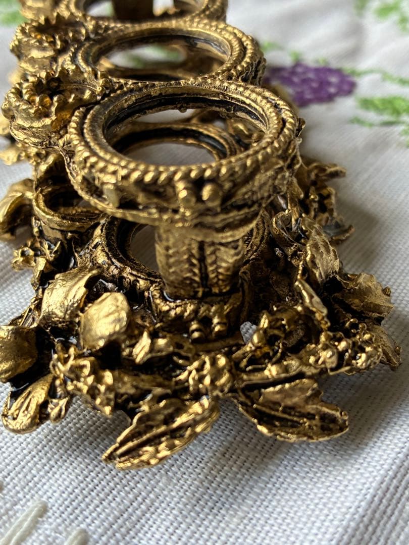 フランス　アンティーク　オルモル　リップスティック　ブラシ　ホルダー　真鍮　レア