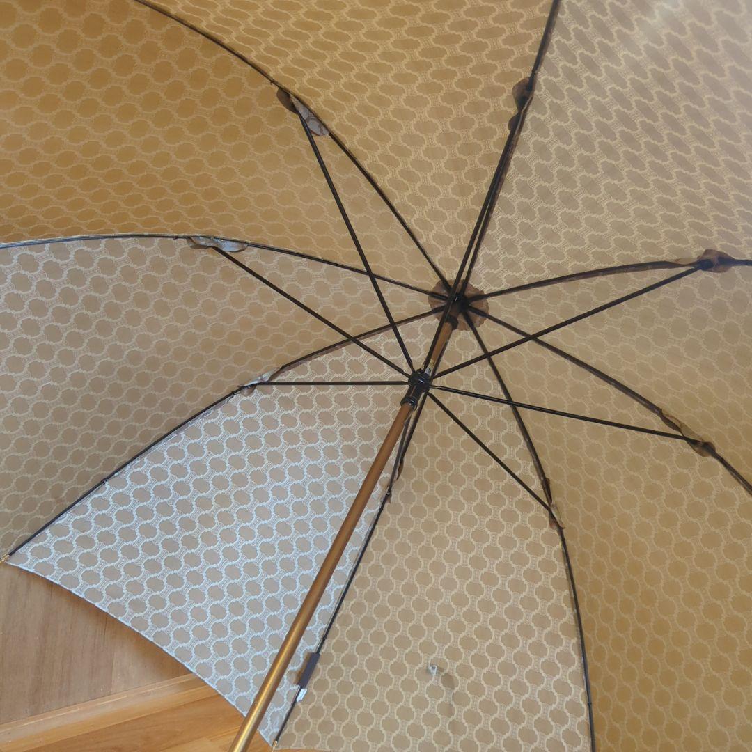 CELINE 長傘 雨傘 マカダム柄 木製ハンドル セリーヌ ゴールド