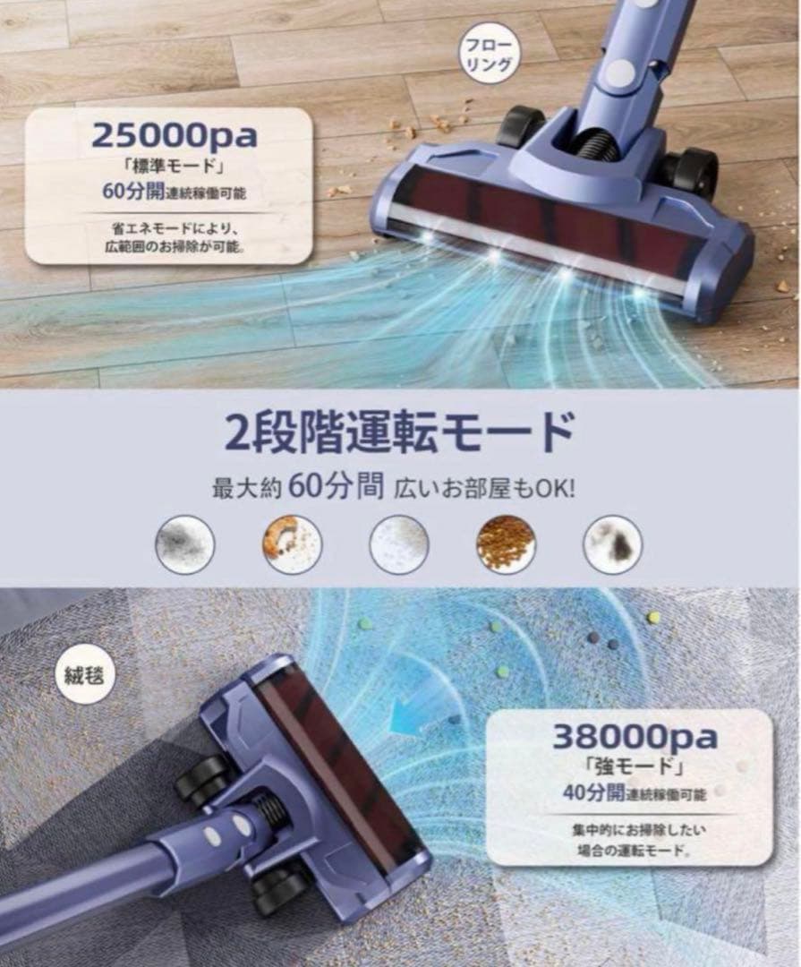大特価セール❣️技術革新版 38000pa超強力吸引 コードレス掃除機