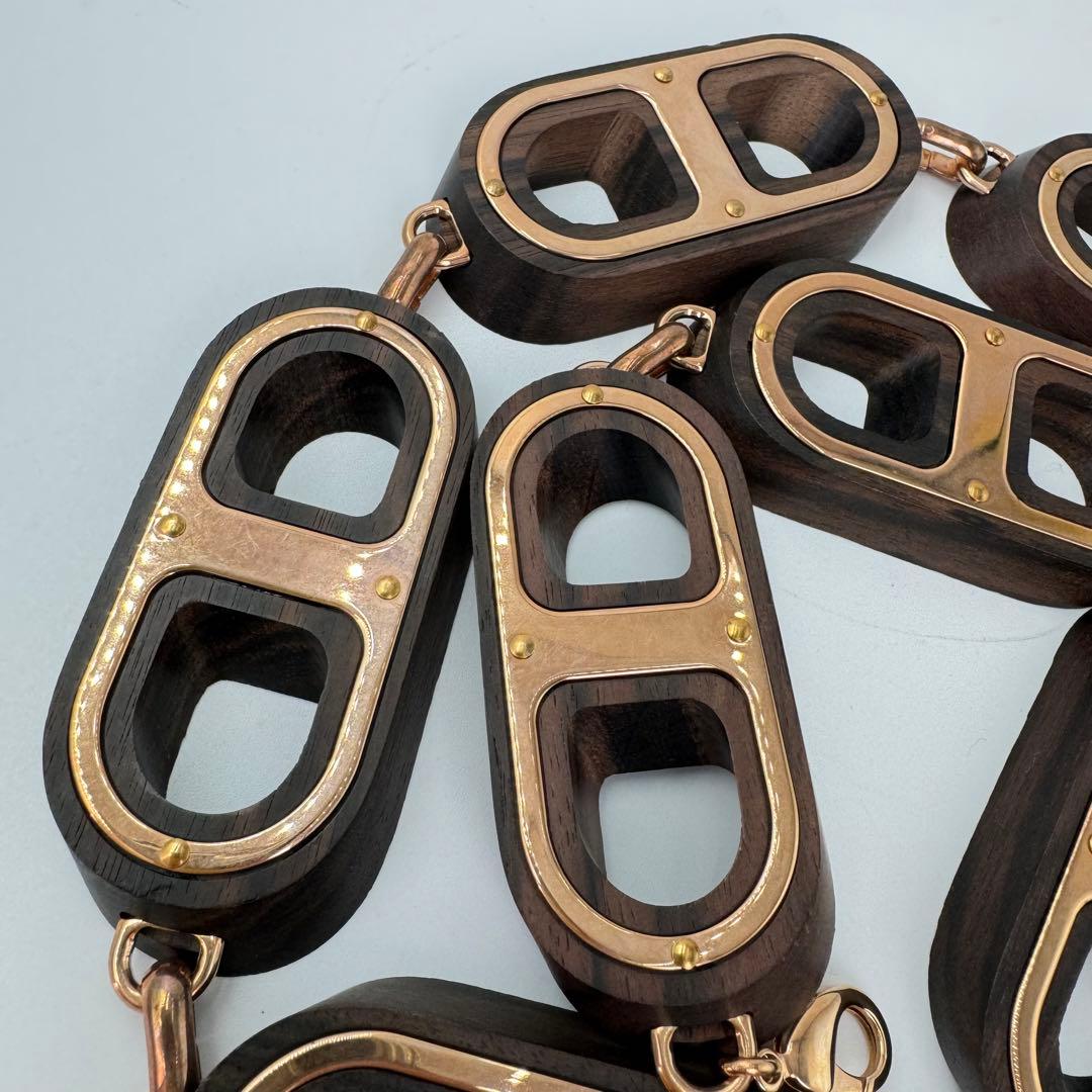 【希少】CELINE チェーンベルト　ウッド　ゴールド　マカダム　ロゴ