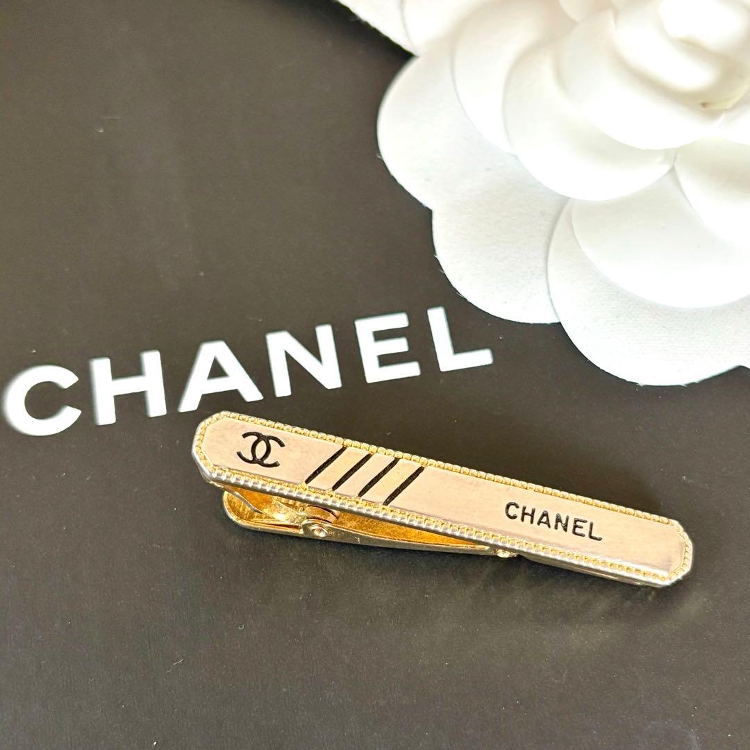【良品】【シャネル】ネクタイピン ロゴ ココマーク シルバー×ゴールド色