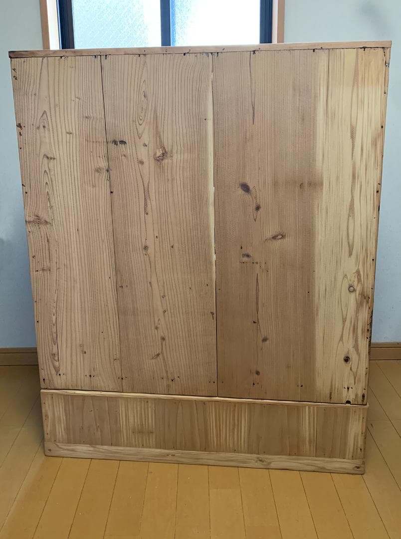 古い木製のガラス戸棚　引き出し8杯　水屋