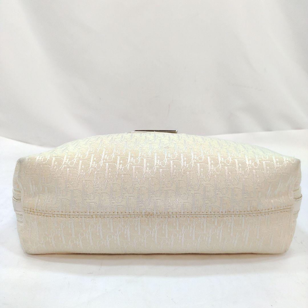 クリスチャンディオール ショルダーバッグ レザー×キャンバス 白 トロッター柄