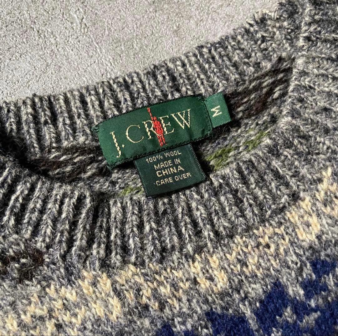 90s J.CREW 巨人タグ マルチカラー ニット ウール ボーダー